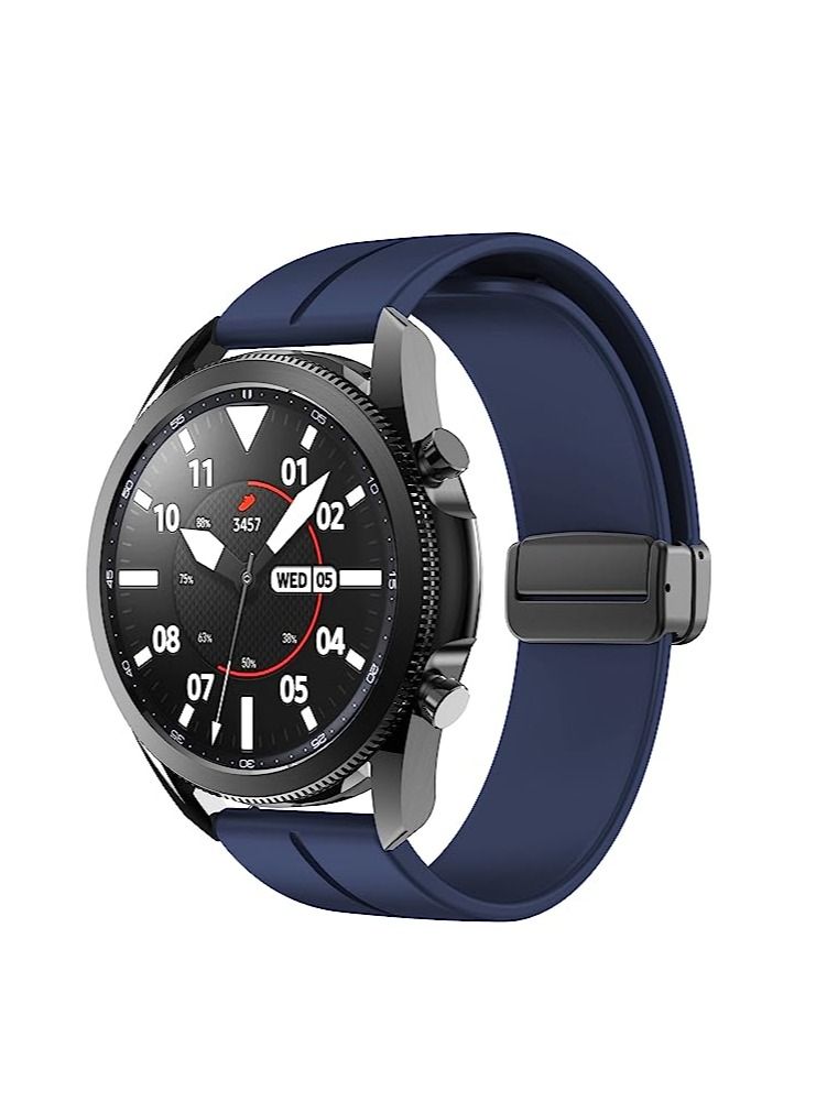 22mm Silicone Strap With Magnetic Folding Buckle For Oraimo Tempo W 3 OSW22N- Smart WatchSport - Blue  - Image 4