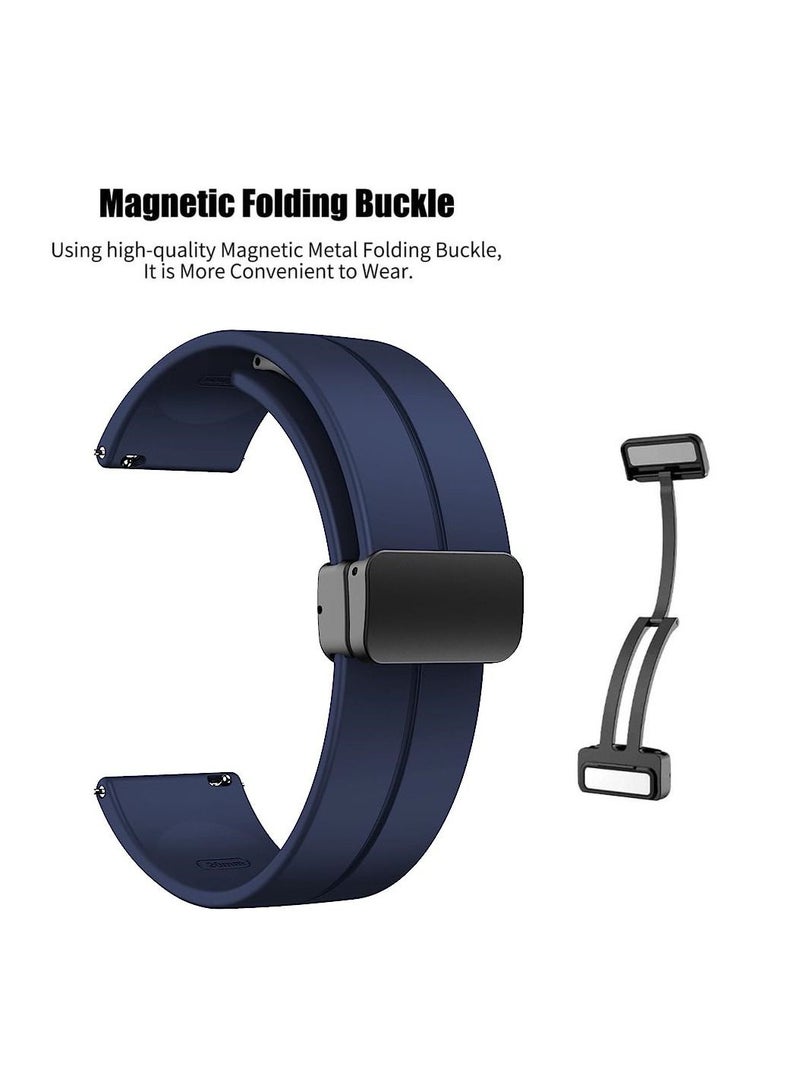 22mm Silicone Strap With Magnetic Folding Buckle For Oraimo Tempo W 3 OSW22N- Smart WatchSport - Blue  - Image 2