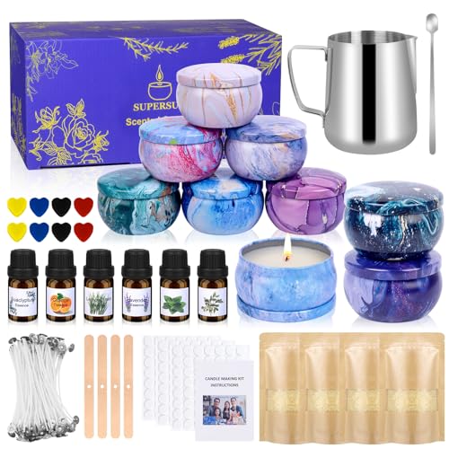 SUPERSUN Candles Making Kit for Adult - Christmas DIY Gift for Kid and Beginner, Includes Beeswax, Essential Oils, Dyes, and More DIY Candle Making Supplies, Crafts for Adults - Image 1