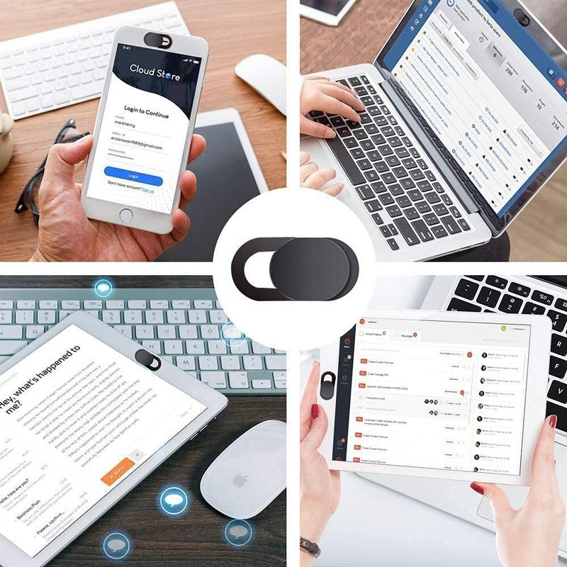 Ojos Webcam Camera Cover Compatible for Laptop Desktops/MacBook/PC/Tablet/Cell Phone Slide Ultra-Thin Webcam Cover Slide Protect Your Privacy Security (3-Pack, Black) - Image 3