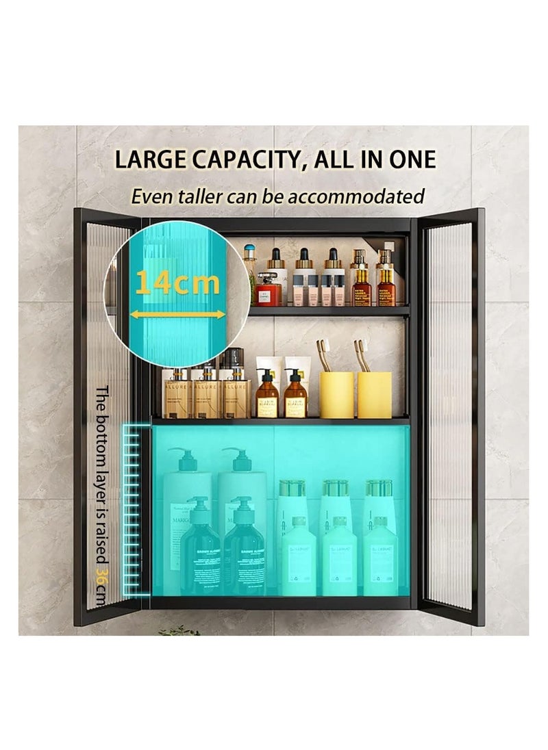 Generic Bathroom Shelf Wall Mounted Storage Cabinet with Clear Doors for Bedroom Bathroom Kitchen Laundry Room Storage Shelves (Double Door - 40cm)  - Image 3