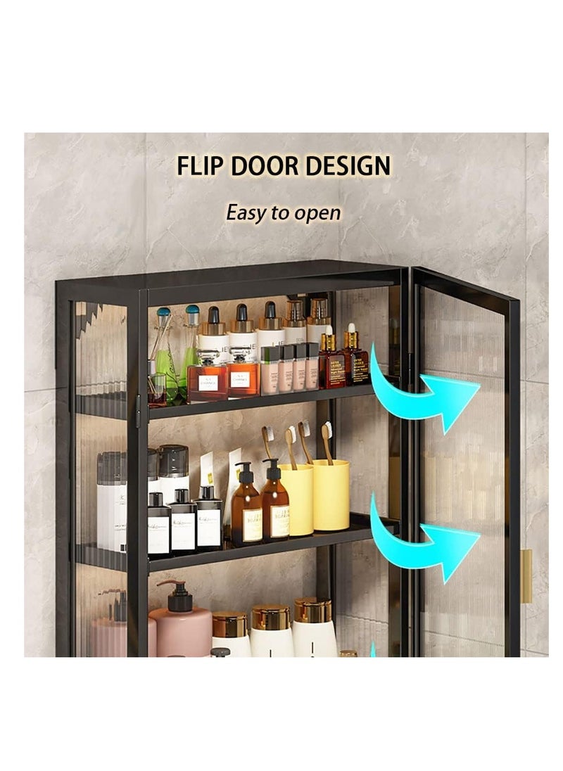 Generic Bathroom Shelf Wall Mounted Storage Cabinet with Clear Doors for Bedroom Bathroom Kitchen Laundry Room Storage Shelves (Double Door - 40cm)  - Image 5