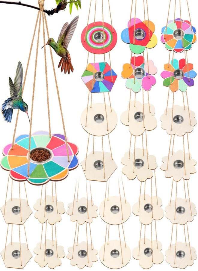 DoubleFill 12 Pcs Bird Feeder Craft Kits for Kids Ages 3-8 Make Your Own Bird Feeders Kids Arts and Crafts DIY Wooden Art Painting Flock Feeders for Outside DIY Vbs Crafts - Image 1
