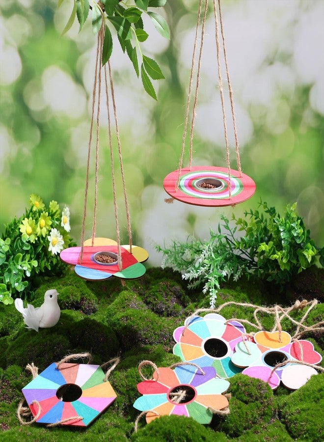 DoubleFill 12 Pcs Bird Feeder Craft Kits for Kids Ages 3-8 Make Your Own Bird Feeders Kids Arts and Crafts DIY Wooden Art Painting Flock Feeders for Outside DIY Vbs Crafts - Image 4