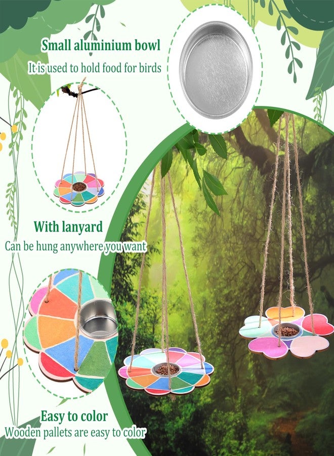 DoubleFill 12 Pcs Bird Feeder Craft Kits for Kids Ages 3-8 Make Your Own Bird Feeders Kids Arts and Crafts DIY Wooden Art Painting Flock Feeders for Outside DIY Vbs Crafts - Image 3