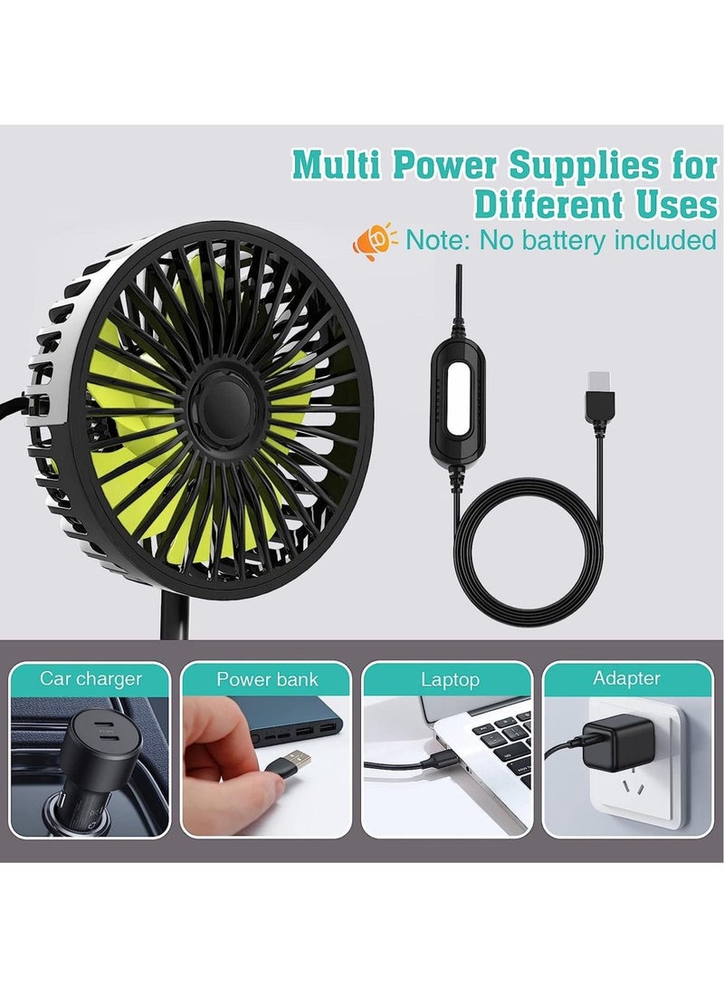 MUNTAQI Car Fan, USB Car Fan For Backseat Car Cooling Fan, 3 Speeds Strong Wind 5V Powerful Quiet Ventilation Fan With Adjustable Clip Electric Car Seat Fan For Vehicles RV SUV Truck - Image 4