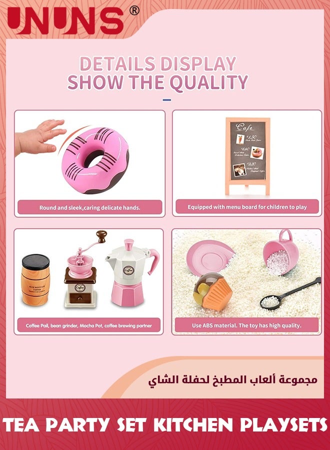 UNUNS Pretend Afternoon Tea Party Set,38 Pcs Coffee Maker Set And Play Dessert Set For Princess Girl,Play Food Playset Kitchen Toys,Toy Tea Set Including Cookies Macaroons Cupcakes For Kids 3+ - Image 3
