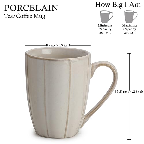 Bodhi House Porcelain Tea and Coffee Large Mug - Set of 2, 300Ml | Glossy Finish | Ideal for Cappuccino, Hot Chocolate, Cocoa and Milk - Chrome White - Image 5