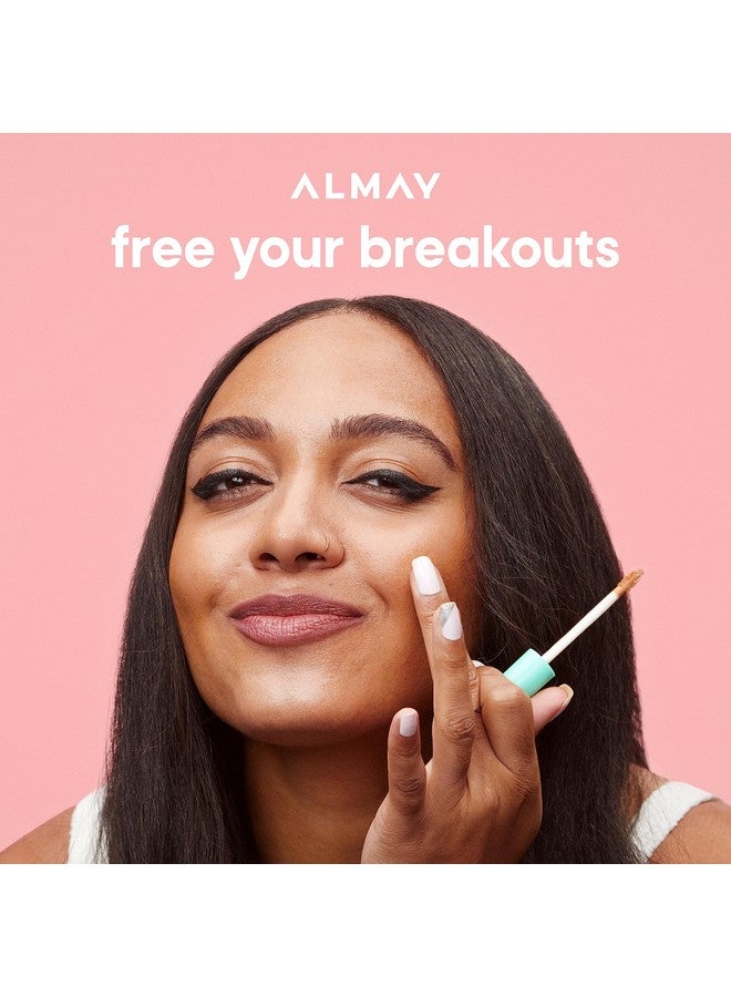 Almay علاج بقع حب الشباب والشوائب بمكياج خافي العيوب بتركيبة حمض الساليسيليك خفيف الوزن، تغطية كاملة، مضاد للحساسية، خالي من العطور، للبشرة الحساسة، 200 فاتح؛ متوسط، 0.3 أونصة سائلة. - Image 5