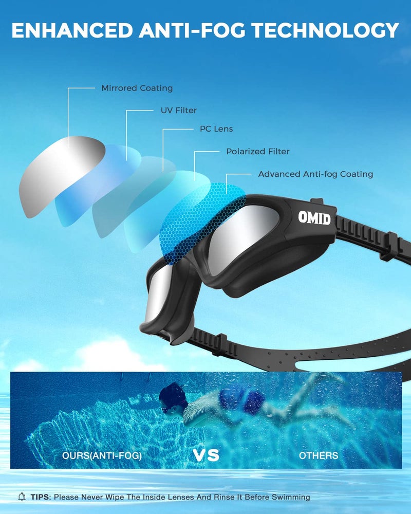 OMID Kids Swim Goggles, P2mini Polarized Swimming Goggles Comfortable for Age 6-14 - Image 4
