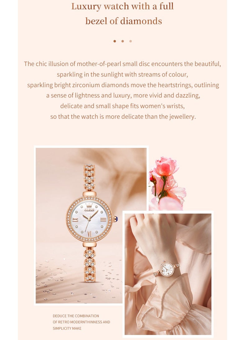 Watches for Women Fashion Quartz Stainless Steel Water Resistant Watch Gold 9903