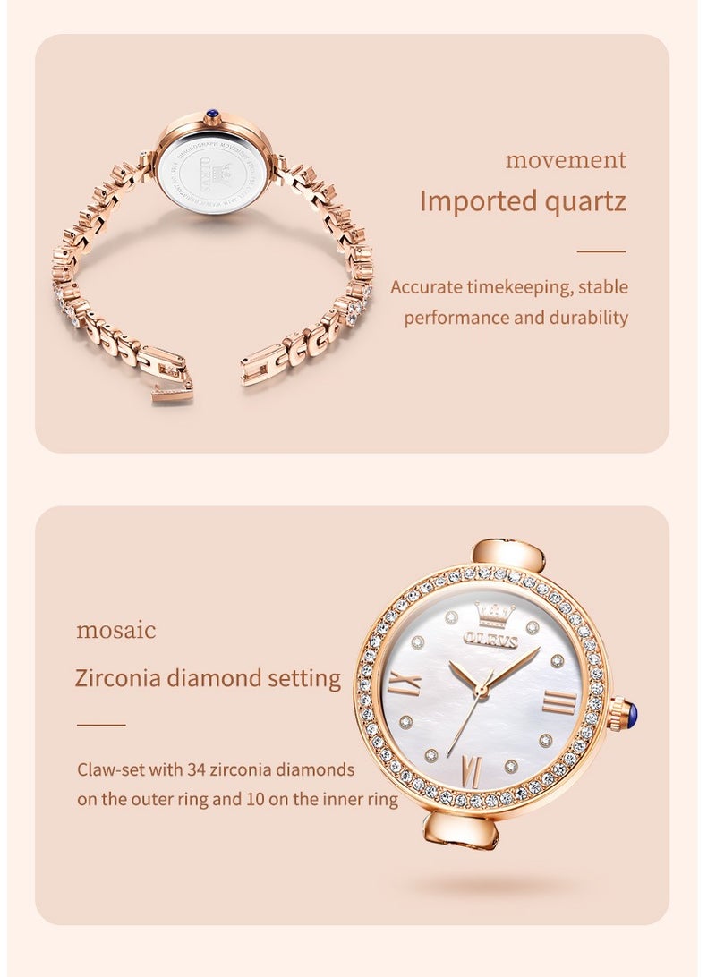 Watches for Women Fashion Quartz Stainless Steel Water Resistant Watch Gold 9903
