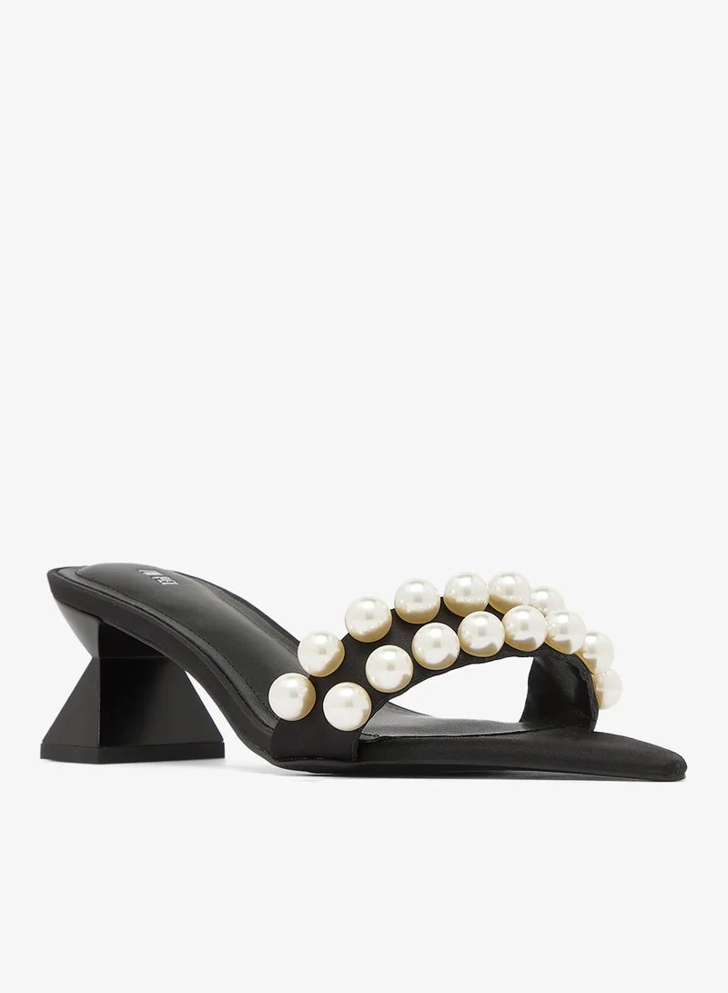 Jw Pei Black Gianna Beaded Strap Heels for Women | Best Price UAE