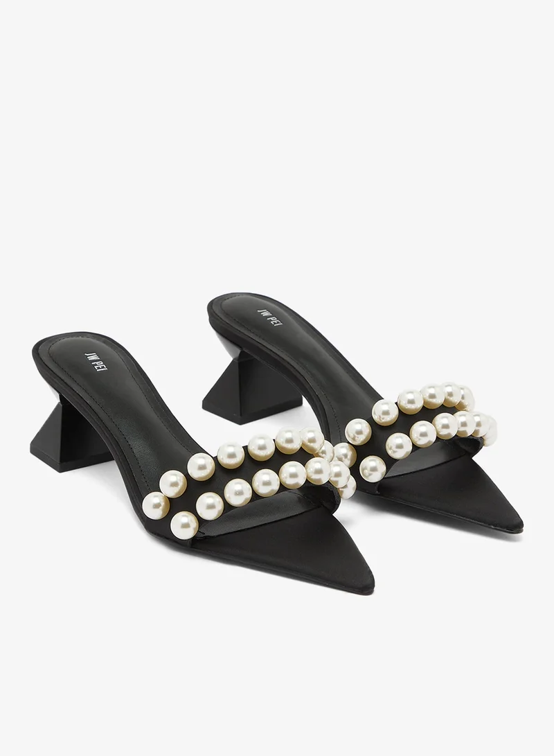 Jw Pei Black Gianna Beaded Strap Heels for Women | Best Price UAE