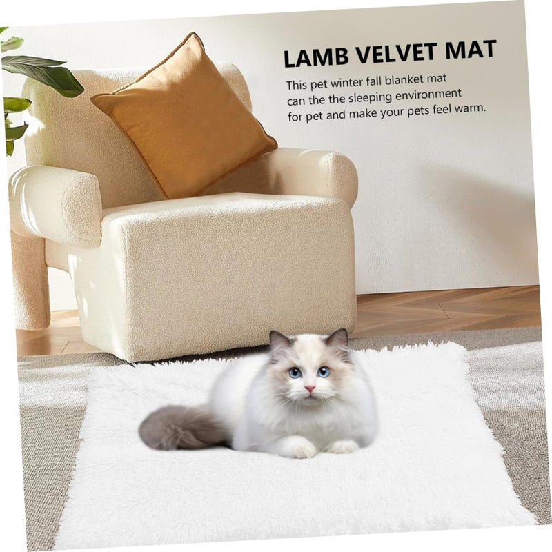 White Warm Cashmere Pet Blanket Mat Soft Cozy Cushion For Dogs Cats Lightweight Bed Indoor Outdoor Use - Image 4