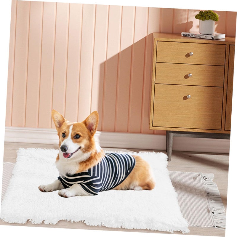 White Warm Cashmere Pet Blanket Mat Soft Cozy Cushion For Dogs Cats Lightweight Bed Indoor Outdoor Use - Image 3