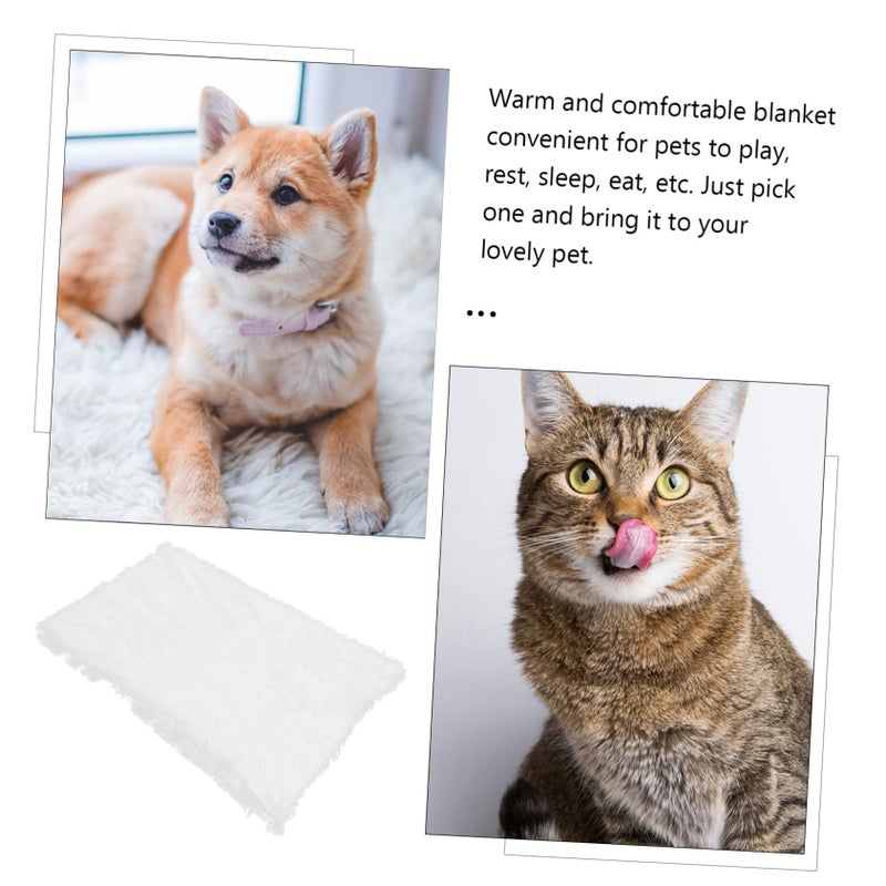 White Warm Cashmere Pet Blanket Mat Soft Cozy Cushion For Dogs Cats Lightweight Bed Indoor Outdoor Use - Image 5
