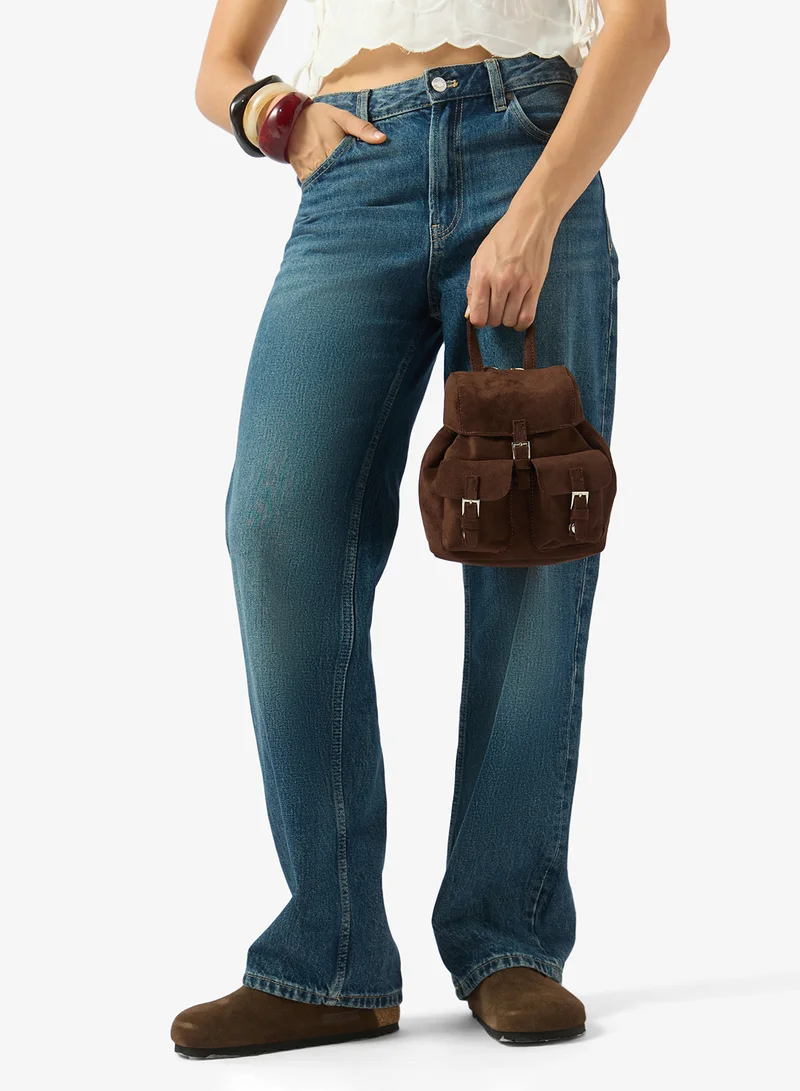 Ginger  Suede Pocket Detail School And Travel Backpack for Women | Best Price UAE