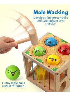 Coogam Coogam Wooden Montessori Toys for Toddlers, Shape Sorting Cube Whack Mole Fine Motor Skills Game for Year Old 18 Month+ Baby Boys Girls Gift  - Image 2