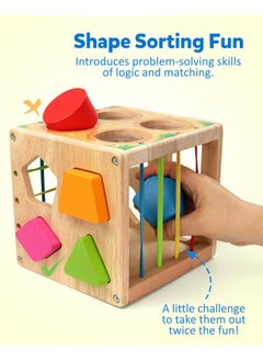 Coogam Coogam Wooden Montessori Toys for Toddlers, Shape Sorting Cube Whack Mole Fine Motor Skills Game for Year Old 18 Month+ Baby Boys Girls Gift  - Image 3