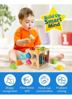 Coogam Coogam Wooden Montessori Toys for Toddlers, Shape Sorting Cube Whack Mole Fine Motor Skills Game for Year Old 18 Month+ Baby Boys Girls Gift  - Image 4