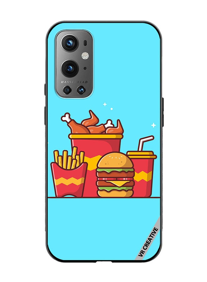 VR CREATIVE Protective Case Cover For OnePlus 9 Pro Burger With Fried Chicken, French Fries And Soda Cartoon Design Multicolour - Image 1