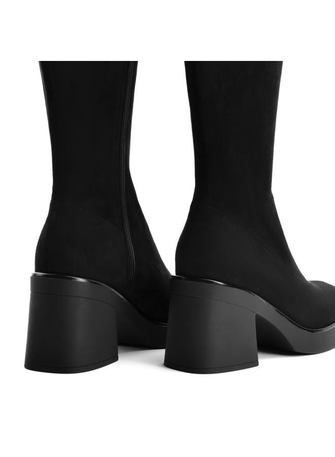 AprCoco Knee High Boots for Women GoGo Boots Platform Square Toe Womens Chunky Heel Side Zipper Boot, Suede Black, 7 - Image 5