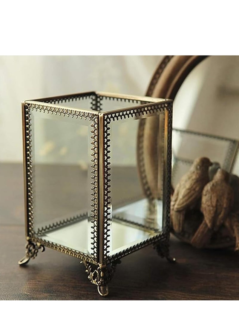 PuTwo Makeup Organizer Vintage Make up Brush Holder with Free White Pearls - Small Color: Clear - Image 2
