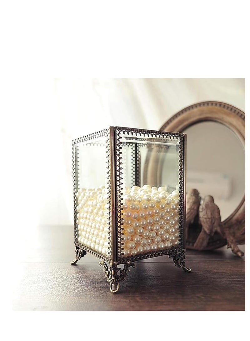 PuTwo Makeup Organizer Vintage Make up Brush Holder with Free White Pearls - Small Color: Clear - Image 4