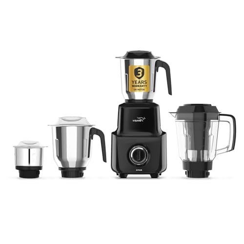 V-Guard Citius 750 Watt Juicer Mixer Grinder for Kitchen | 3 Year Motor Coverage by V-Guard | 4 Jars | Juicer, Wet, Chutney & Dry | Sturdy Juicer Jar | Precision Blend SS Blades | Black - Image 1