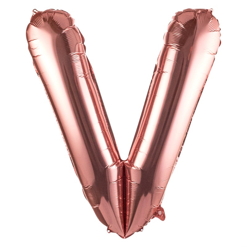 Restaurantware-Balloonify 40 Inch Letter Balloon, 1 Large Alphabet Party Balloon - Letter V, Self-Sealing, Rose Gold Foil Mylar Balloon, Hanging Loop, Decoration For Birthday, Wedding, Or Graduation - Image 1
