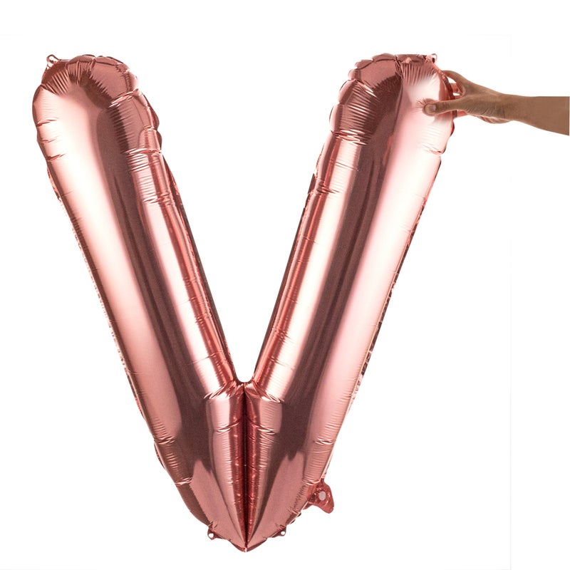 Restaurantware-Balloonify 40 Inch Letter Balloon, 1 Large Alphabet Party Balloon - Letter V, Self-Sealing, Rose Gold Foil Mylar Balloon, Hanging Loop, Decoration For Birthday, Wedding, Or Graduation - Image 2