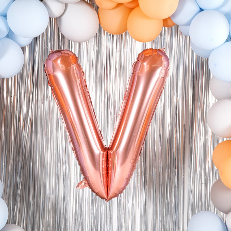Restaurantware-Balloonify 40 Inch Letter Balloon, 1 Large Alphabet Party Balloon - Letter V, Self-Sealing, Rose Gold Foil Mylar Balloon, Hanging Loop, Decoration For Birthday, Wedding, Or Graduation - Image 3