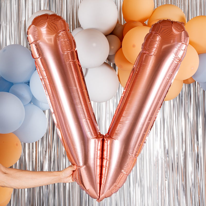 Restaurantware-Balloonify 40 Inch Letter Balloon, 1 Large Alphabet Party Balloon - Letter V, Self-Sealing, Rose Gold Foil Mylar Balloon, Hanging Loop, Decoration For Birthday, Wedding, Or Graduation - Image 5