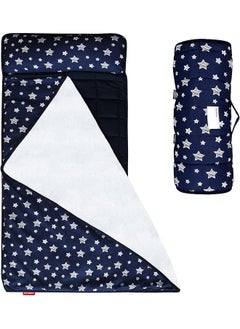 Moonsea Moonsea Toddler Nap Mat Boy Navy with Pillow and Fleece Minky Blanket  - Image 1
