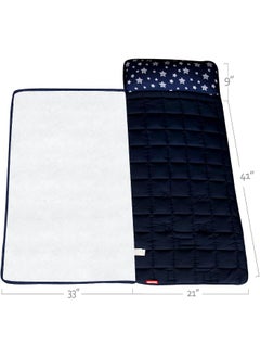 Moonsea Moonsea Toddler Nap Mat Boy Navy with Pillow and Fleece Minky Blanket  - Image 4
