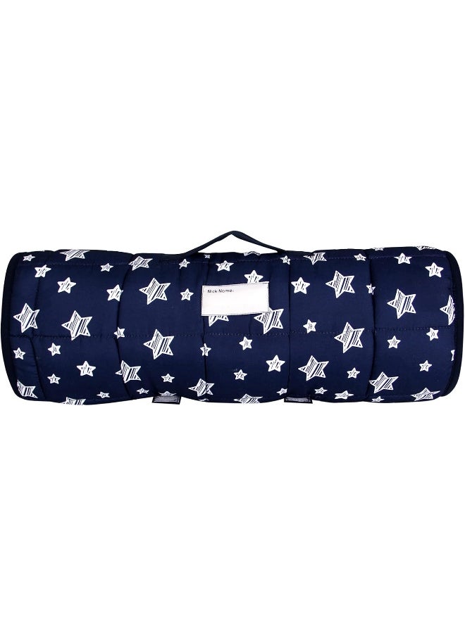 Moonsea Moonsea Toddler Nap Mat Boy Navy with Pillow and Fleece Minky Blanket  - Image 5