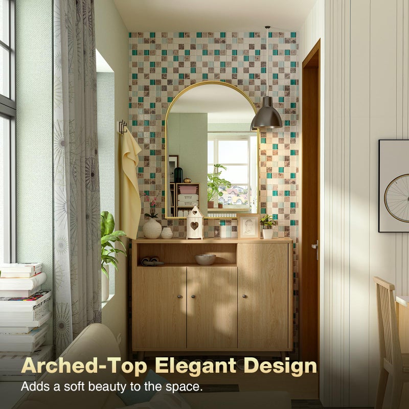 Brightify Arched Mirror, Arched Wall Mirror, 20 x 30 Inch Gold Arch Mirror, Metal Frame Gold Bathroom Mirror, Arched Top Bathroom Vanity Mirror for Living Room Bedroom Mantel Entryway Hallways - Image 5