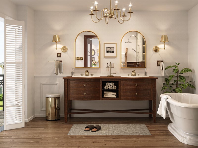 Brightify Arched Mirror, Arched Wall Mirror, 20 x 30 Inch Gold Arch Mirror, Metal Frame Gold Bathroom Mirror, Arched Top Bathroom Vanity Mirror for Living Room Bedroom Mantel Entryway Hallways - Image 2