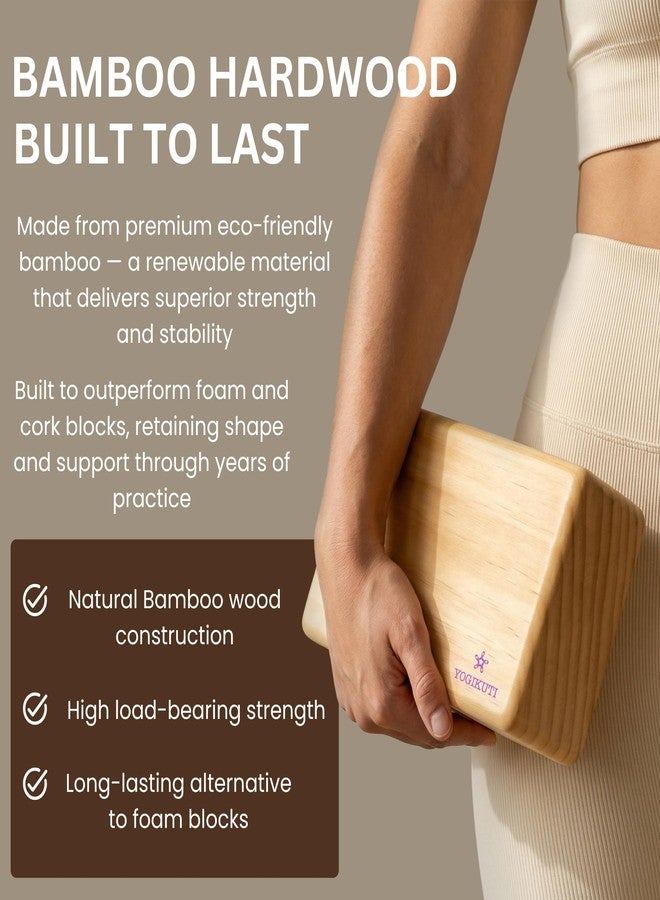 YOGIKUTI Iyengar Yoga Bamboo Block for Balance & Stability | Premium Wooden Yoga Block for Stretching, Alignment, Support in Yoga, Pilates & Home Practice - Image 3