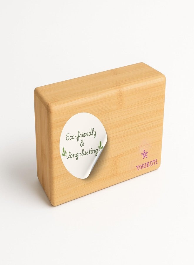 YOGIKUTI Iyengar Yoga Bamboo Block for Balance & Stability | Premium Wooden Yoga Block for Stretching, Alignment, Support in Yoga, Pilates & Home Practice - Image 1