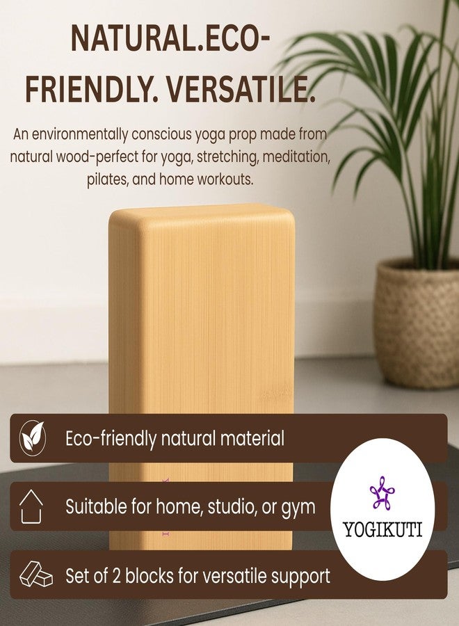 YOGIKUTI Iyengar Yoga Bamboo Block for Balance & Stability | Premium Wooden Yoga Block for Stretching, Alignment, Support in Yoga, Pilates & Home Practice - Image 2