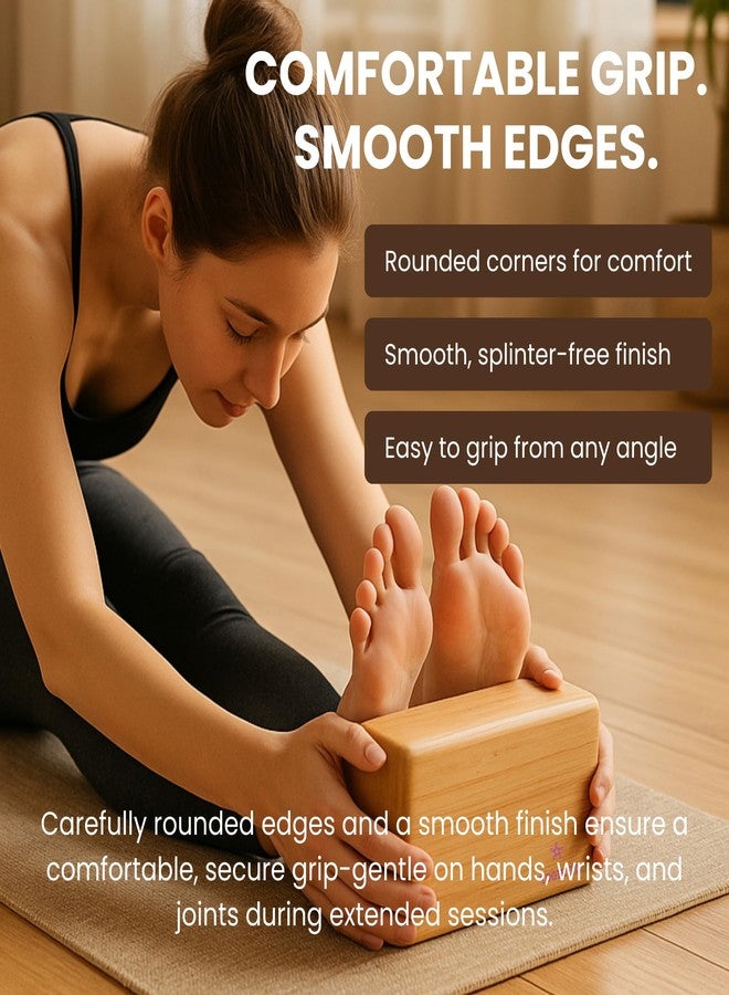 YOGIKUTI Iyengar Yoga Bamboo Block for Balance & Stability | Premium Wooden Yoga Block for Stretching, Alignment, Support in Yoga, Pilates & Home Practice - Image 4