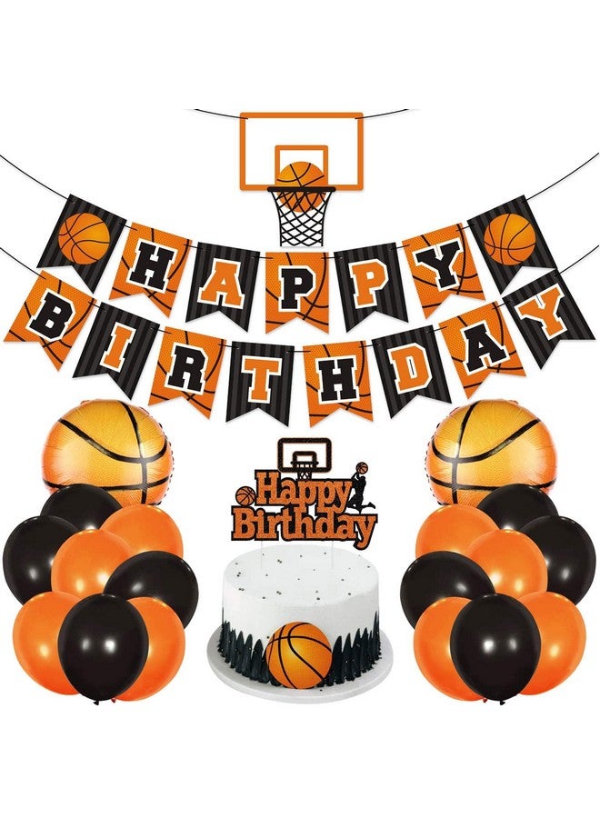 Levfla Basketball Birthday Party Decoration Slam Dunk Kids Teenagers Adult Bday Banner Cake Cupcake Topper Photo Props March Madness Sports Party Decor Favor Supplies - Image 1
