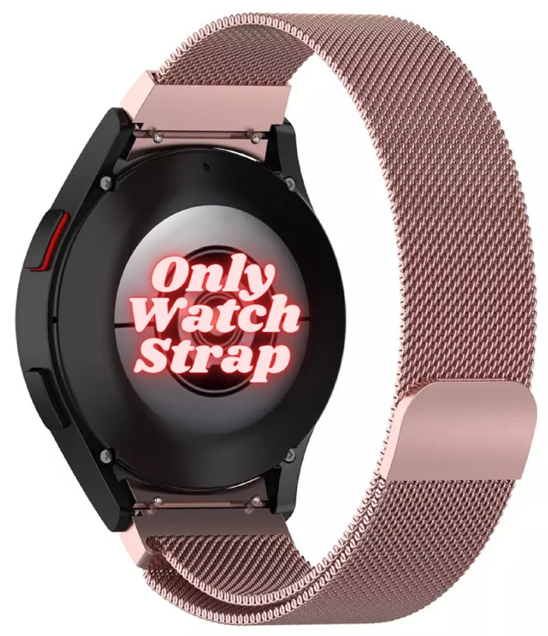 PEFKO PSS32 20MM Stainless Steel Metal Bands Compatible For Samsung Galaxy Watch 4 & 5, 40mm, 44mm, 45mm, 46mm / Classic Bands - Rose Pink Milanese Magnetic Watch Strap - Image 1