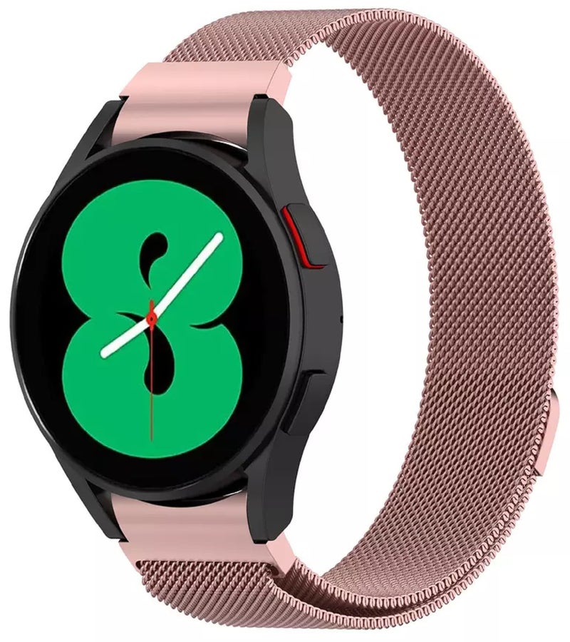 PEFKO PSS32 20MM Stainless Steel Metal Bands Compatible For Samsung Galaxy Watch 4 & 5, 40mm, 44mm, 45mm, 46mm / Classic Bands - Rose Pink Milanese Magnetic Watch Strap - Image 2