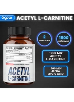 agobi Acetyl Lcarnitine & Alpha Lipoic Acid Complex 1500Mg Supplement For Brain Health Memory Focus & Mood Support 120 Vegan Capsules For 2 Month Supply Glutenfree Nongmo  - Image 3