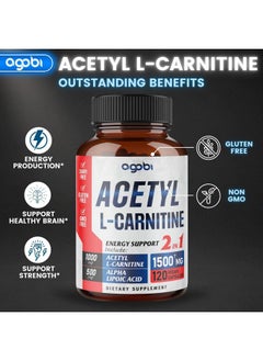 agobi Acetyl Lcarnitine & Alpha Lipoic Acid Complex 1500Mg Supplement For Brain Health Memory Focus & Mood Support 120 Vegan Capsules For 2 Month Supply Glutenfree Nongmo  - Image 4