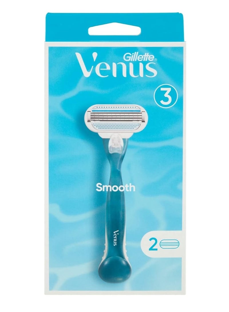 Gillette Venus Smooth Women's Shaver with 2 Razor  with Protective Pad - Image 1