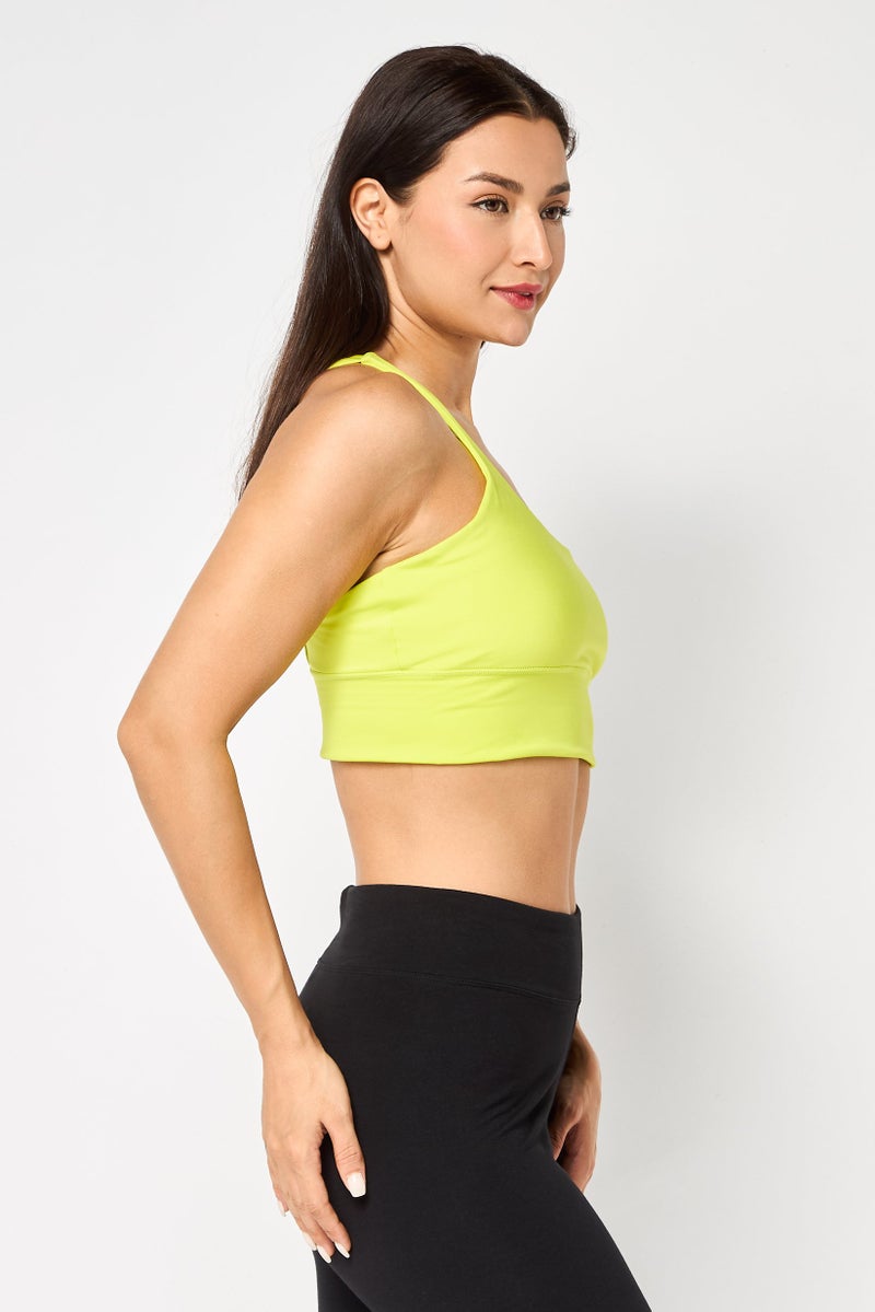 FILA Women Solid Non-Padded Sports Bra, Lime Green - Image 3